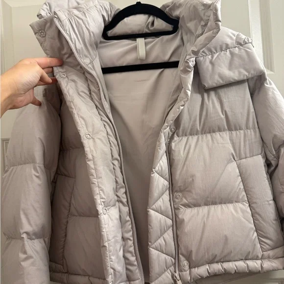 PERFECT CONDITION lululemon cropped wunder puff heathered natural ivory - Picture 6 of 9